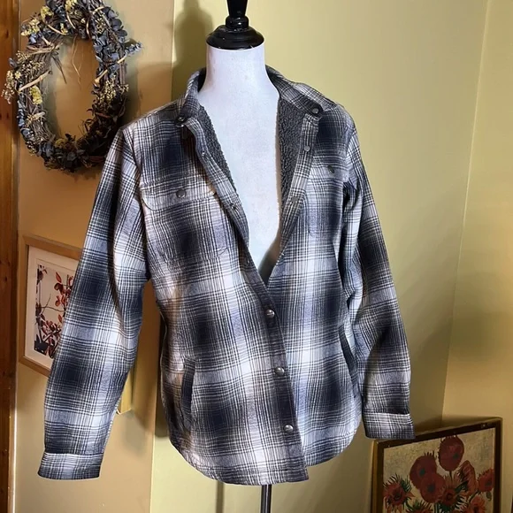 CARHARTT Size Medium 8/10 Plaid SnapFront Flannel Nubby Fleece Line Cotton CHORE - Picture 5 of 16